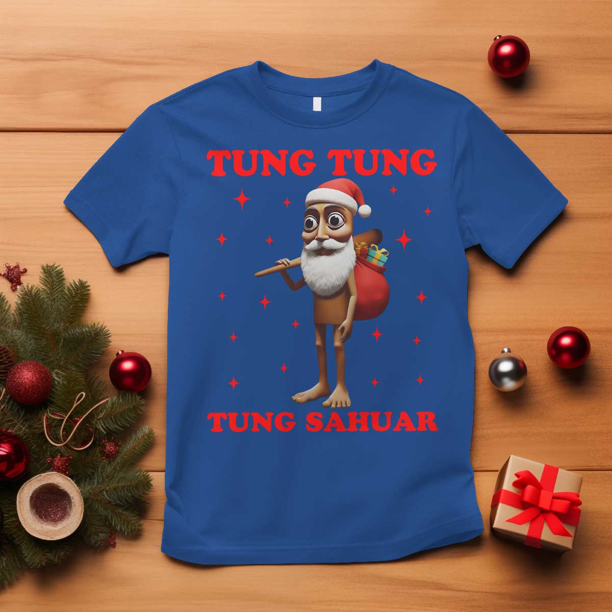 Funny Italian Brainrot Christmas T Shirt Tung Tung Tung Sahur Meme - Wonder Print Shop