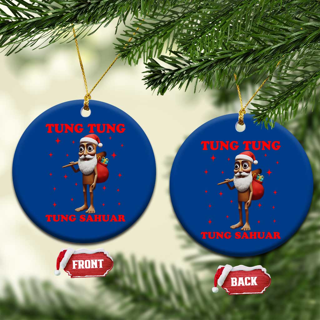 Funny Italian Brainrot Xmas Ceramic Ornament Tung Tung Tung Sahur Meme - Wonder Print Shop