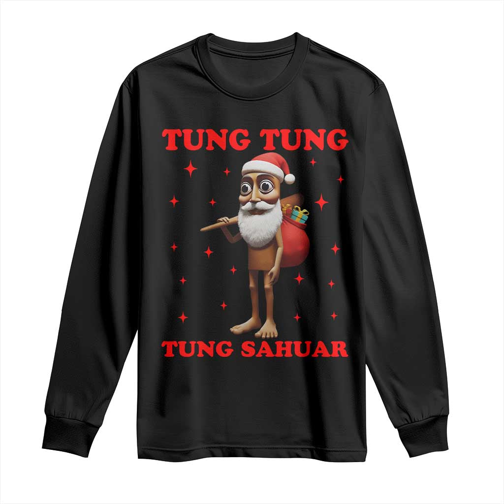 Funny Italian Brainrot Christmas Long Sleeve Shirt Tung Tung Tung Sahur Meme - Wonder Print Shop