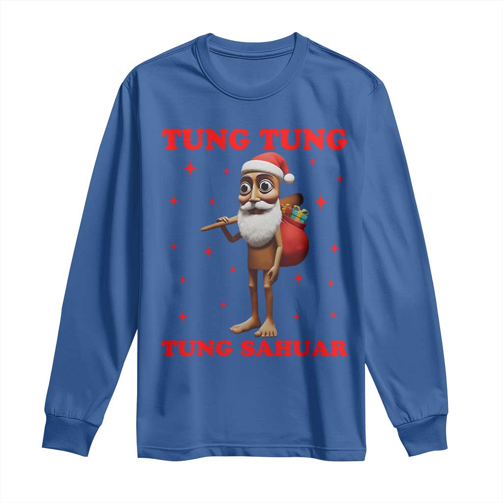 Funny Italian Brainrot Christmas Long Sleeve Shirt Tung Tung Tung Sahur Meme - Wonder Print Shop
