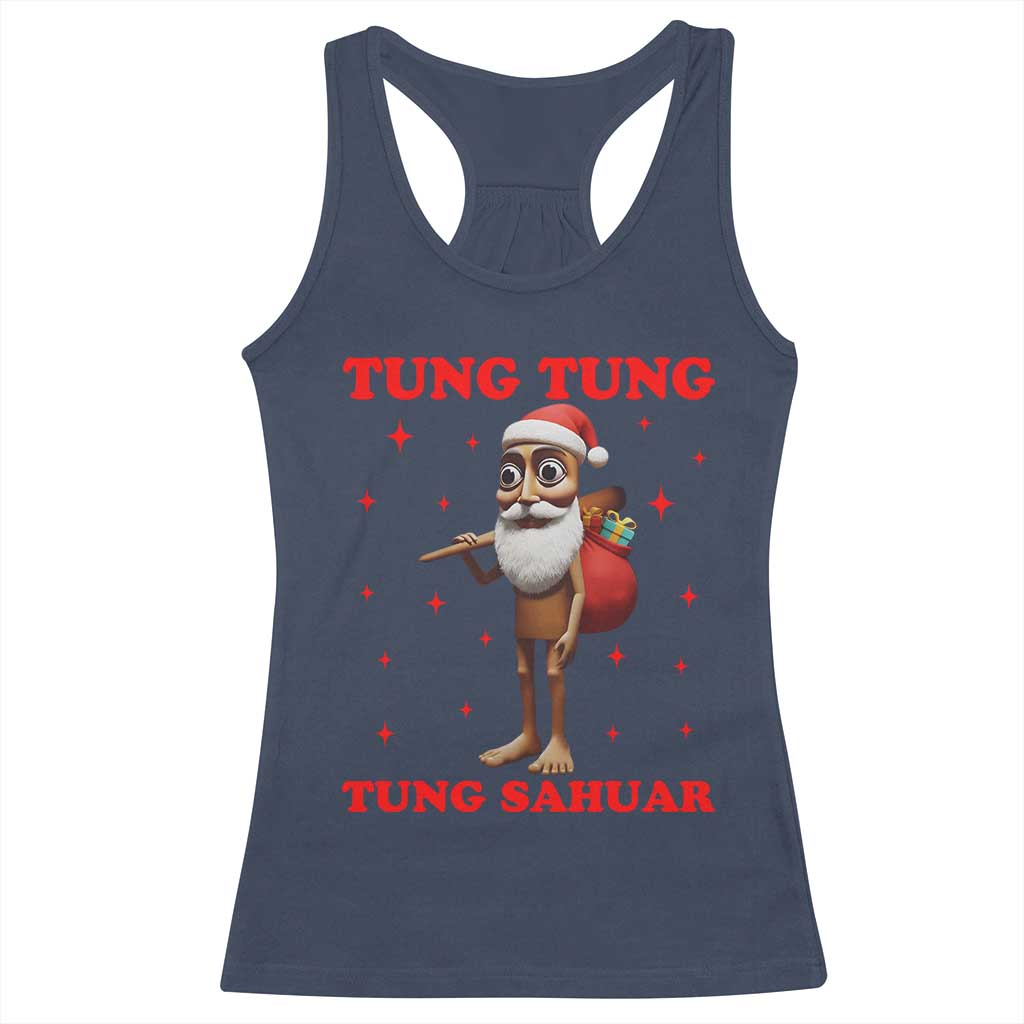 Funny Italian Brainrot Christmas Racerback Tank Top Tung Tung Tung Sahur Meme - Wonder Print Shop