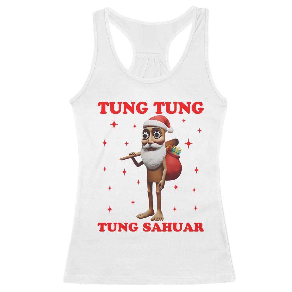 Funny Italian Brainrot Christmas Racerback Tank Top Tung Tung Tung Sahur Meme - Wonder Print Shop