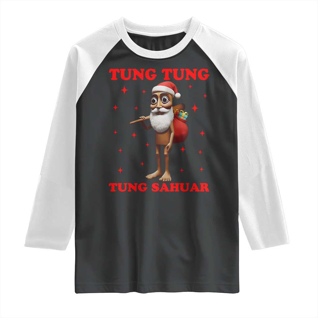 Funny Italian Brainrot Christmas Raglan Shirt Tung Tung Tung Sahur Meme - Wonder Print Shop