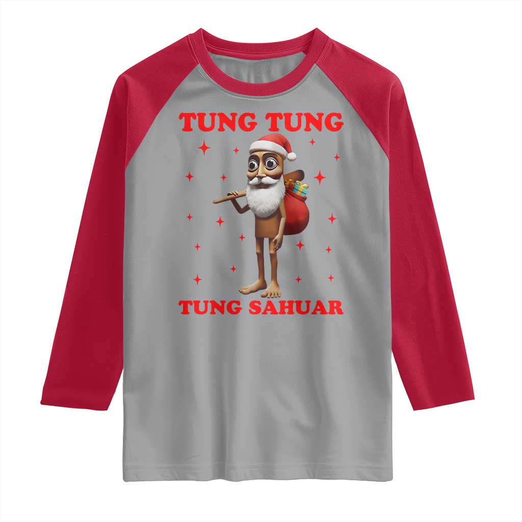 Funny Italian Brainrot Christmas Raglan Shirt Tung Tung Tung Sahur Meme - Wonder Print Shop