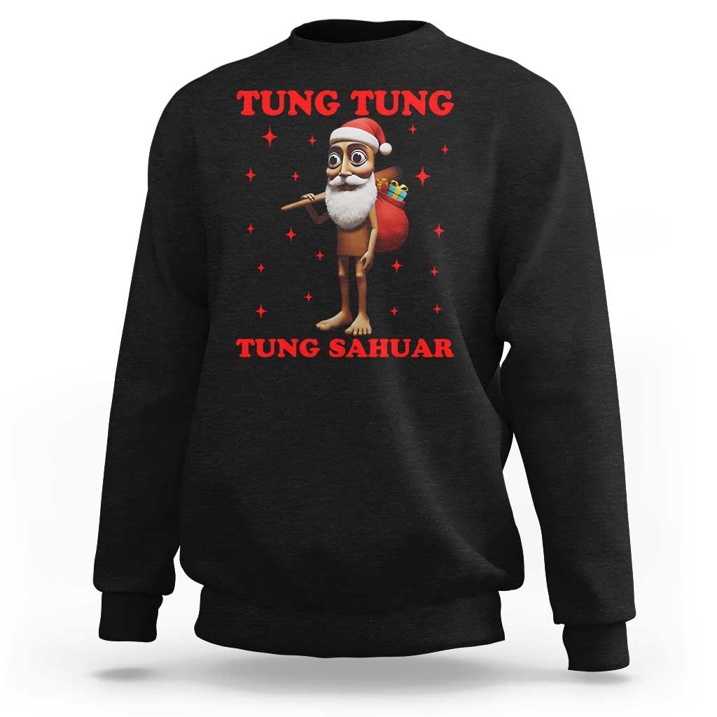 Funny Italian Brainrot Christmas Sweatshirt Tung Tung Tung Sahur Meme - Wonder Print Shop