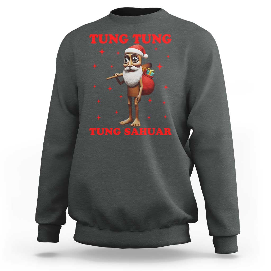 Funny Italian Brainrot Christmas Sweatshirt Tung Tung Tung Sahur Meme - Wonder Print Shop