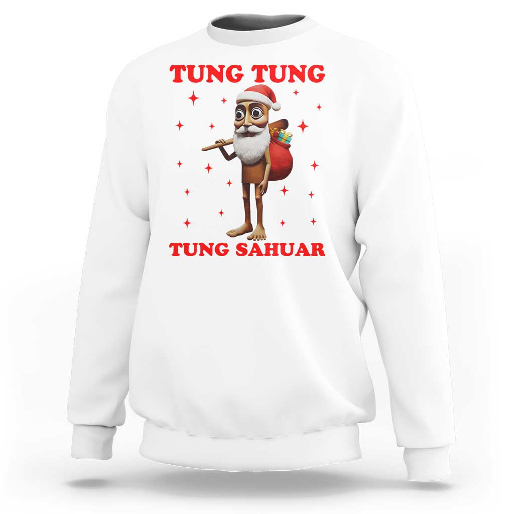 Funny Italian Brainrot Christmas Sweatshirt Tung Tung Tung Sahur Meme - Wonder Print Shop