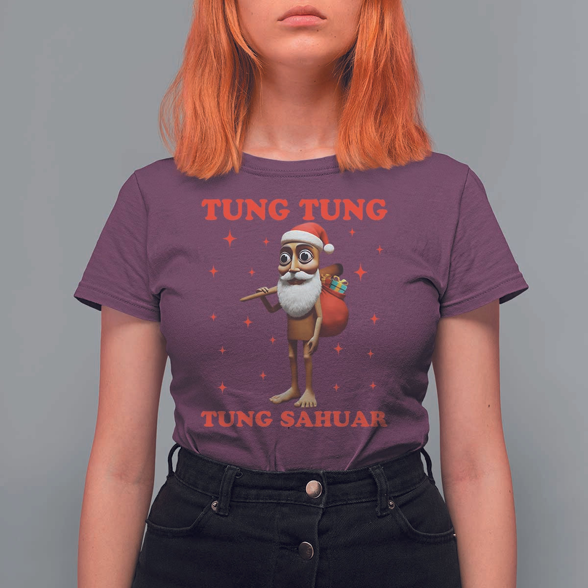 Funny Italian Brainrot Christmas T Shirt For Women Tung Tung Tung Sahur Meme - Wonder Print Shop