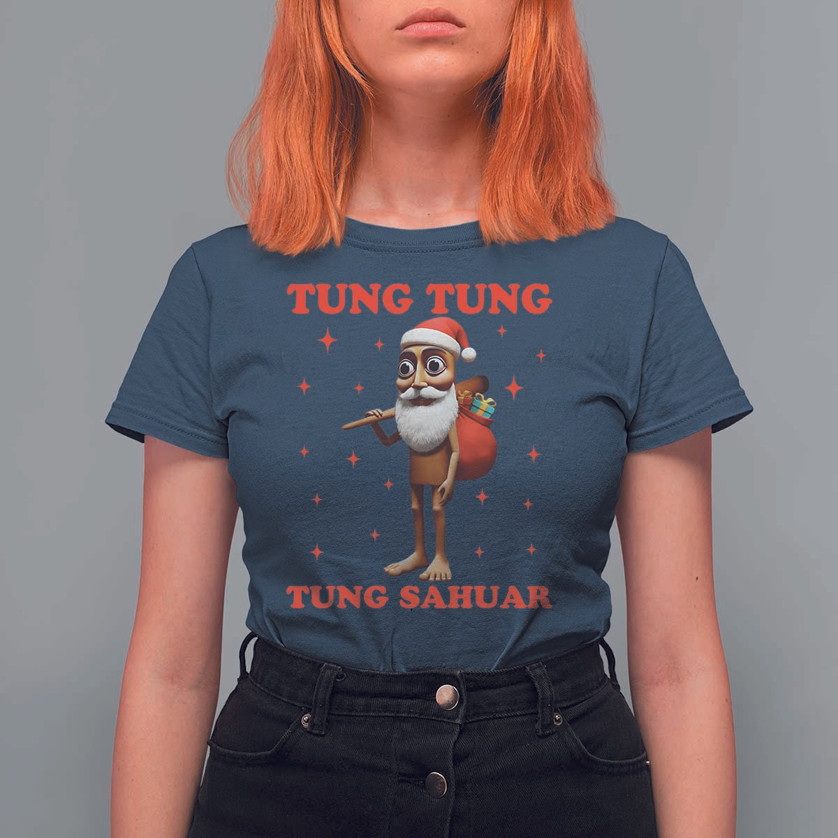 Funny Italian Brainrot Christmas T Shirt For Women Tung Tung Tung Sahur Meme - Wonder Print Shop