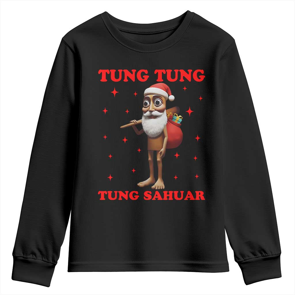 Funny Italian Brainrot Christmas Youth Sweatshirt Tung Tung Tung Sahur Meme - Wonder Print Shop