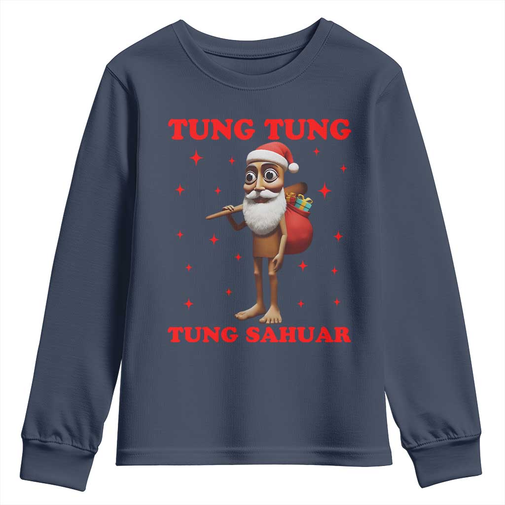 Funny Italian Brainrot Christmas Youth Sweatshirt Tung Tung Tung Sahur Meme - Wonder Print Shop