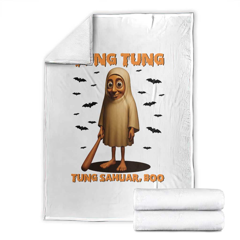 Funny Italian Brainrot Halloween Throw Blanket Tung Tung Tung Sahur Meme - Wonder Print Shop