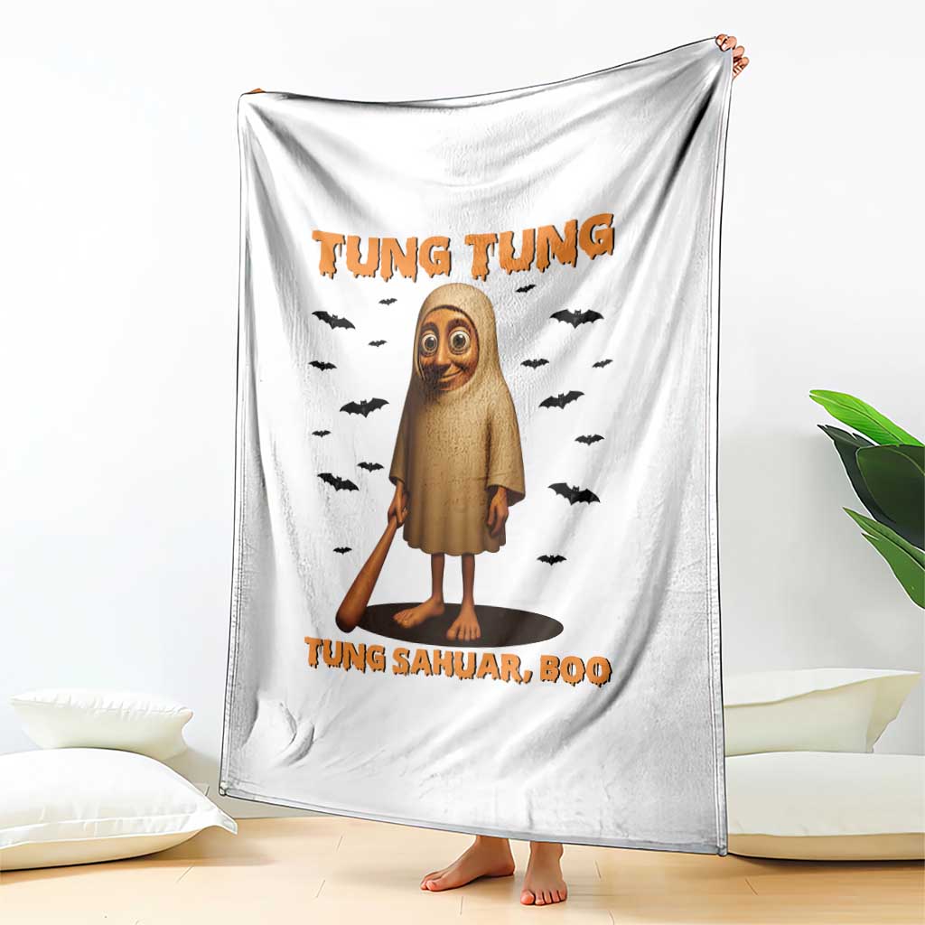 Funny Italian Brainrot Halloween Throw Blanket Tung Tung Tung Sahur Meme - Wonder Print Shop