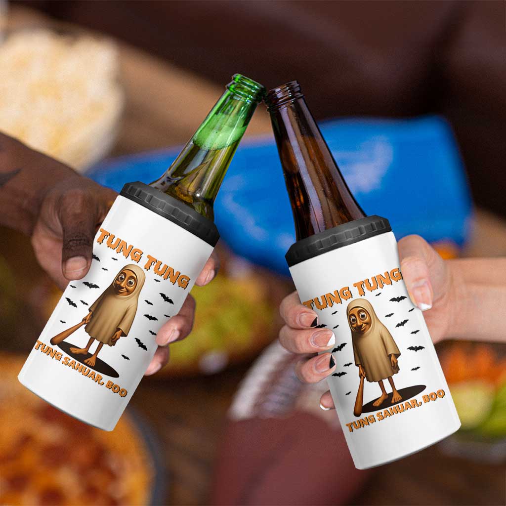 Funny Italian Brainrot Halloween 4 in 1 Can Cooler Tumbler Tung Tung Tung Sahur Meme - Wonder Print Shop