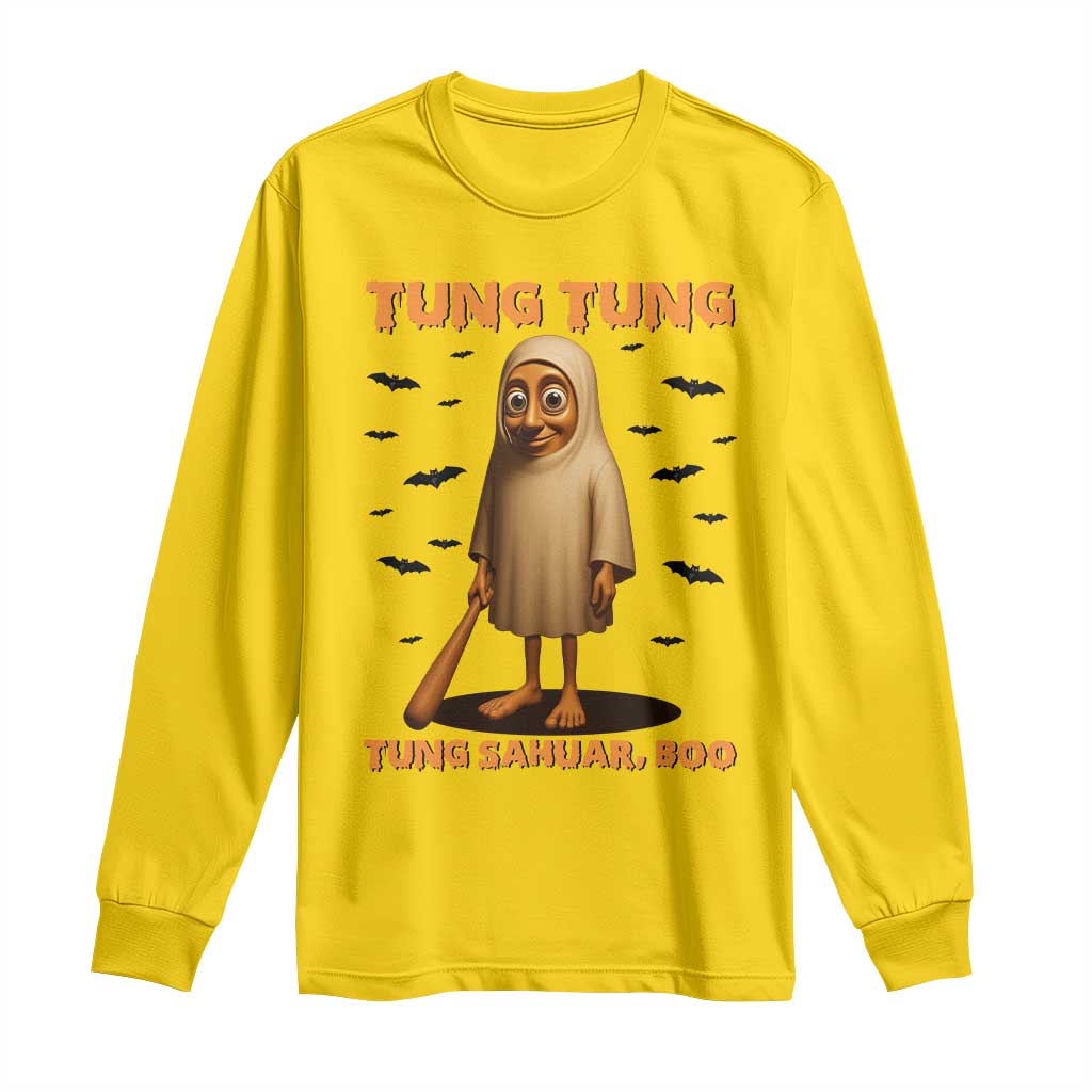 Funny Italian Brainrot Halloween Long Sleeve Shirt Tung Tung Tung Sahur Meme - Wonder Print Shop