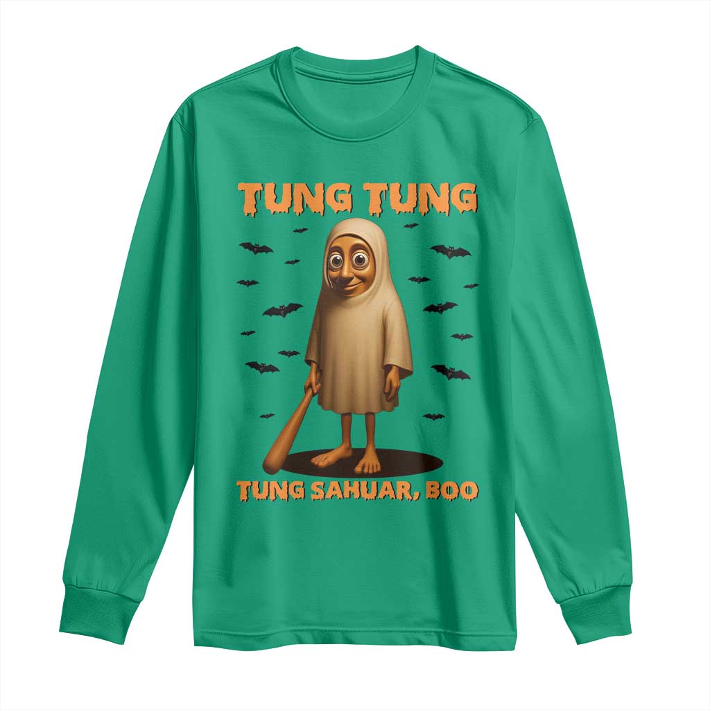 Funny Italian Brainrot Halloween Long Sleeve Shirt Tung Tung Tung Sahur Meme - Wonder Print Shop