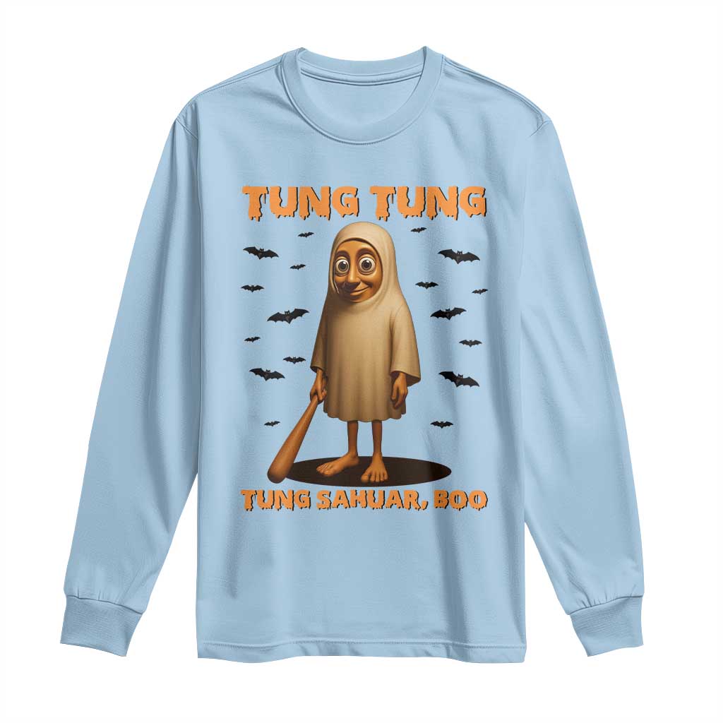 Funny Italian Brainrot Halloween Long Sleeve Shirt Tung Tung Tung Sahur Meme - Wonder Print Shop