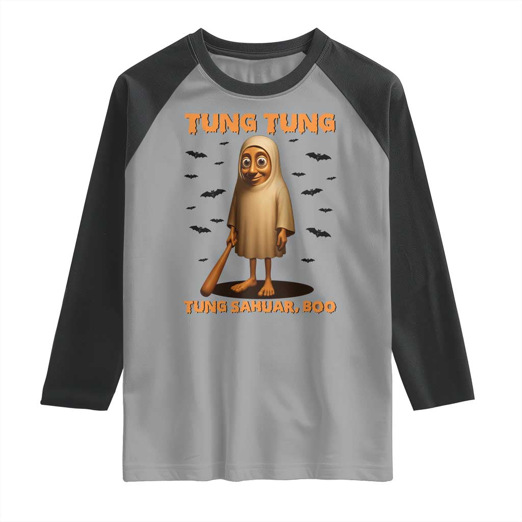 Funny Italian Brainrot Halloween Raglan Shirt Tung Tung Tung Sahur Meme - Wonder Print Shop