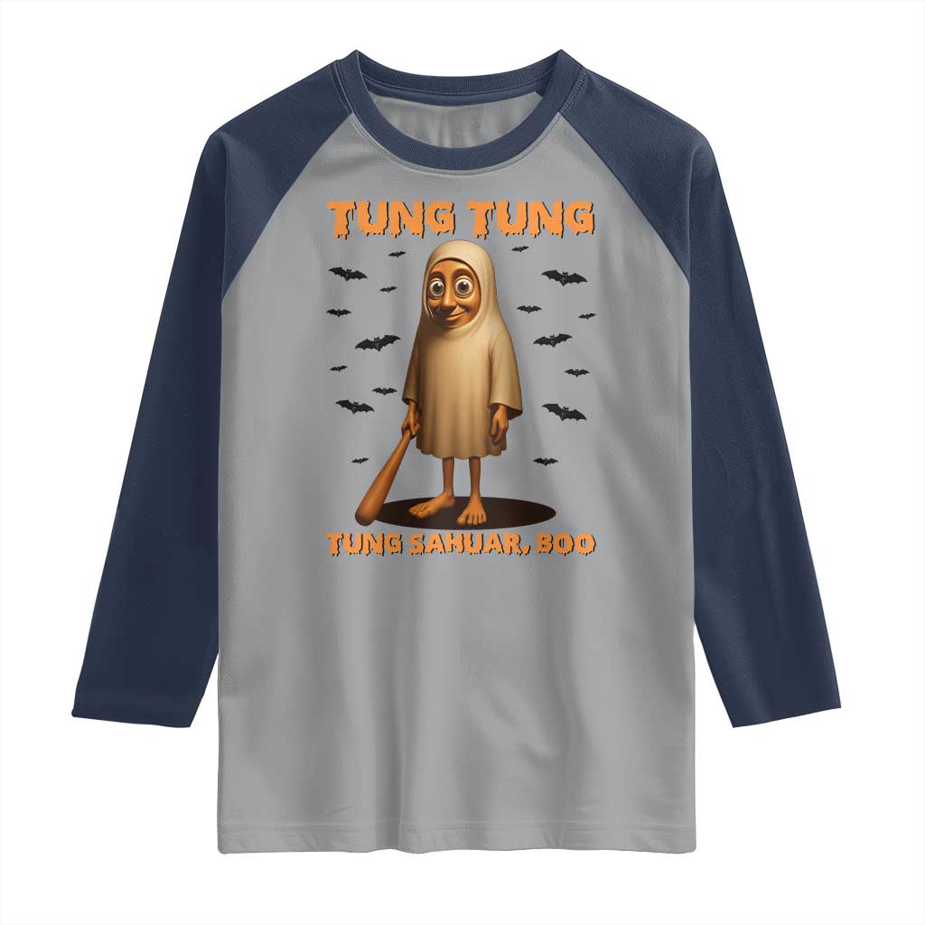 Funny Italian Brainrot Halloween Raglan Shirt Tung Tung Tung Sahur Meme - Wonder Print Shop