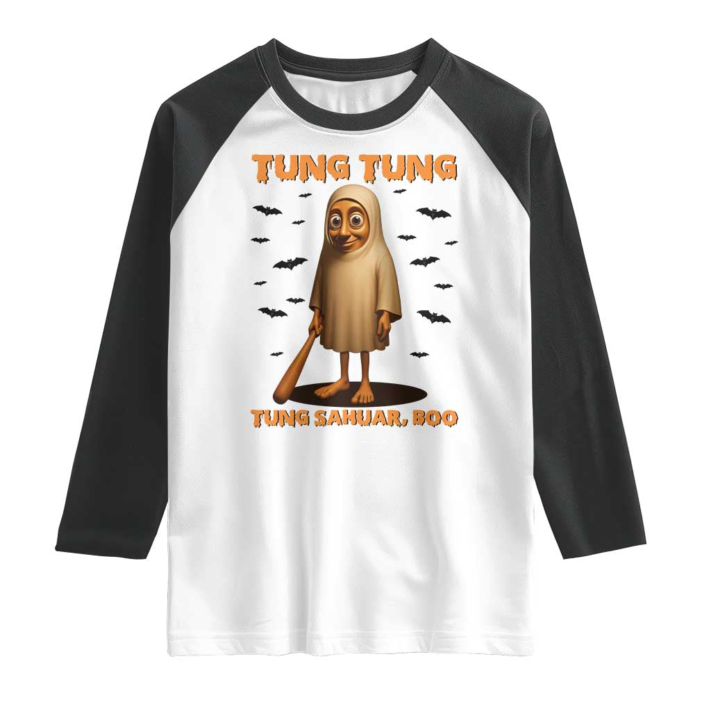 Funny Italian Brainrot Halloween Raglan Shirt Tung Tung Tung Sahur Meme - Wonder Print Shop