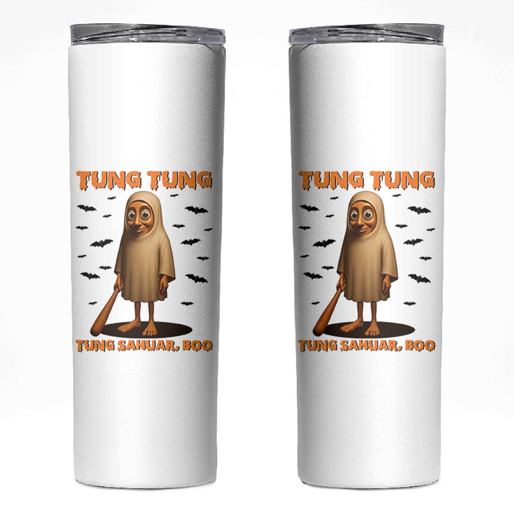Funny Italian Brainrot Halloween Skinny Tumbler Tung Tung Tung Sahur Meme - Wonder Print Shop
