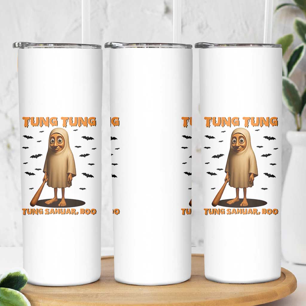 Funny Italian Brainrot Halloween Skinny Tumbler Tung Tung Tung Sahur Meme - Wonder Print Shop