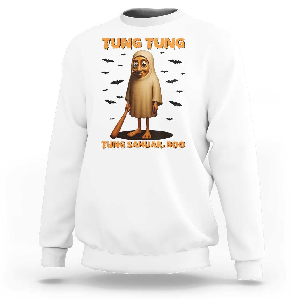 Funny Italian Brainrot Halloween Sweatshirt Tung Tung Tung Sahur Meme - Wonder Print Shop