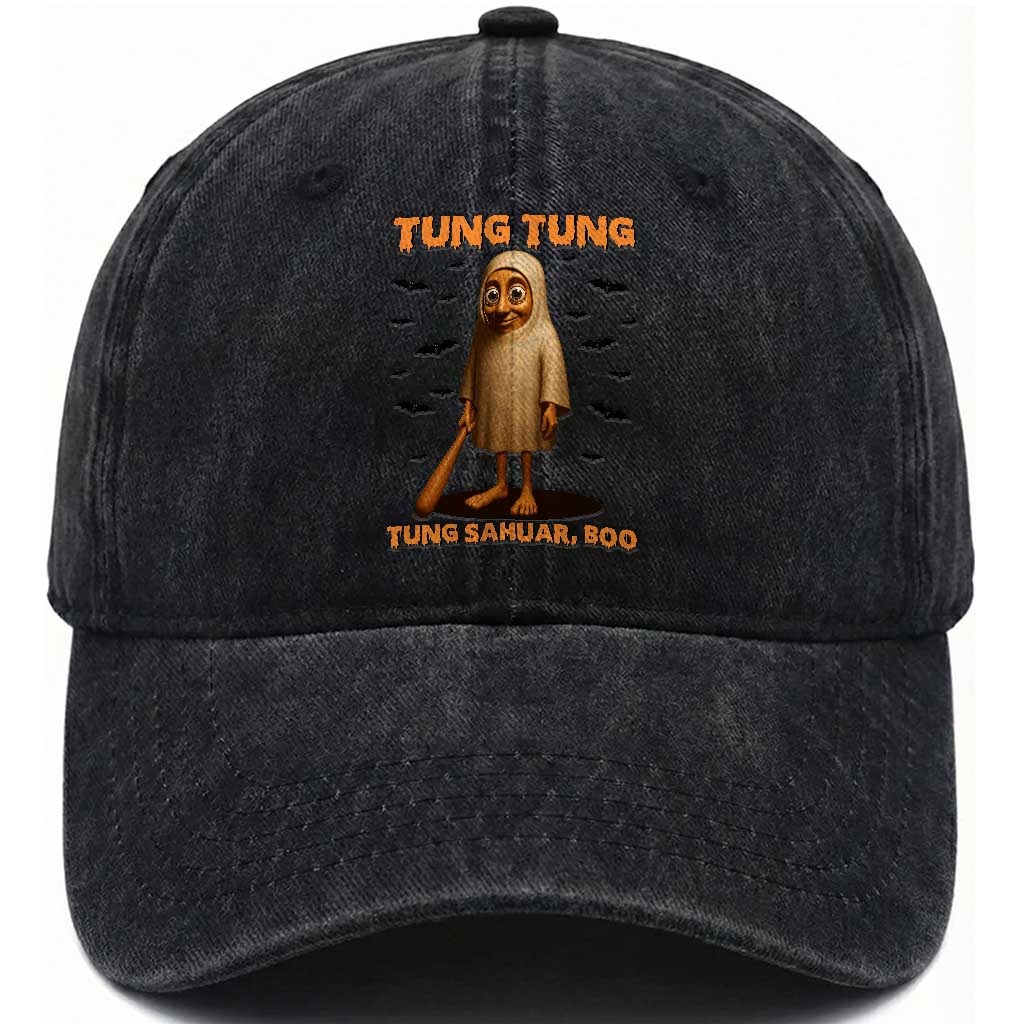 Funny Italian Brainrot Halloween Washed Cotton Baseball Cap Tung Tung Tung Sahur Meme