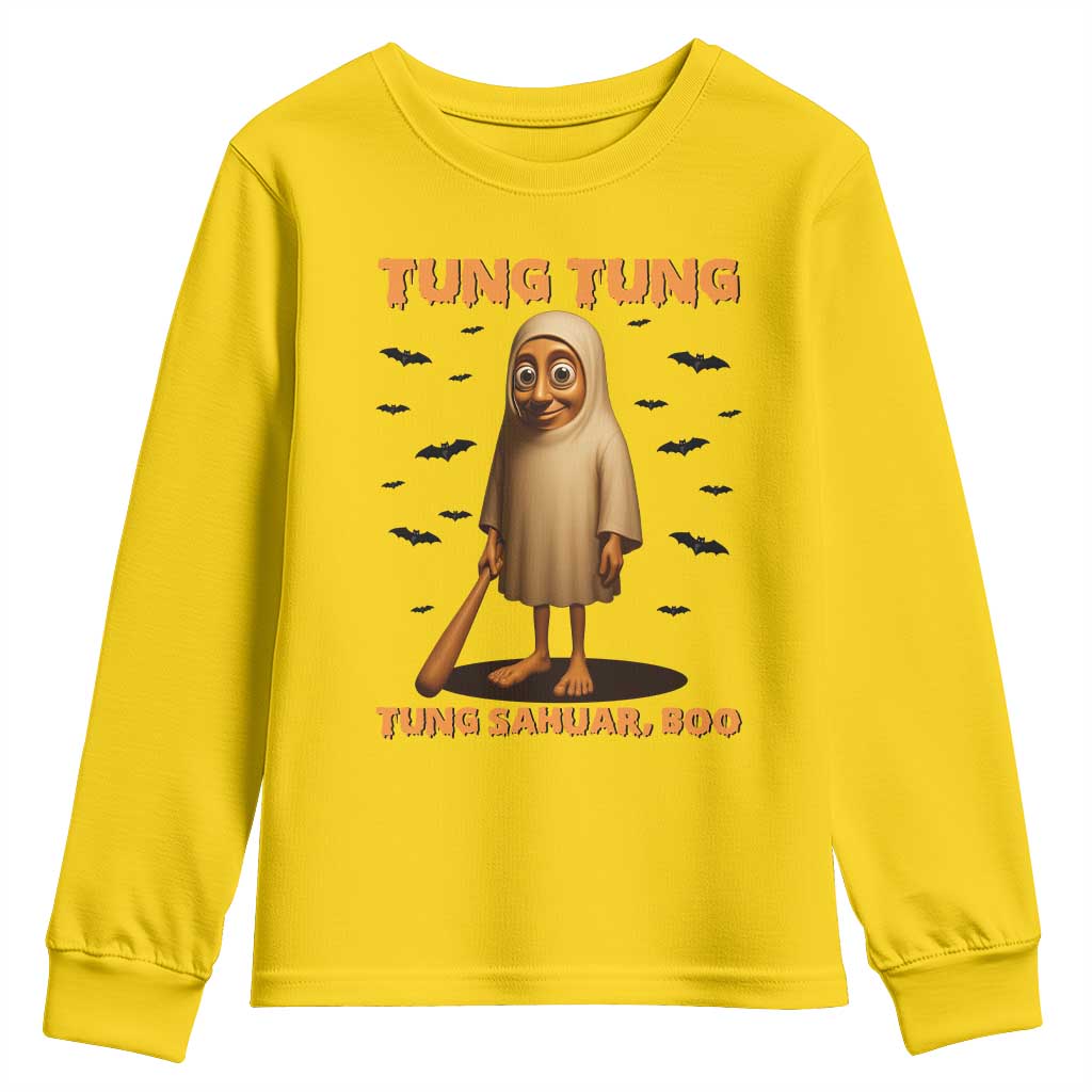 Funny Italian Brainrot Halloween Youth Sweatshirt Tung Tung Tung Sahur Meme - Wonder Print Shop