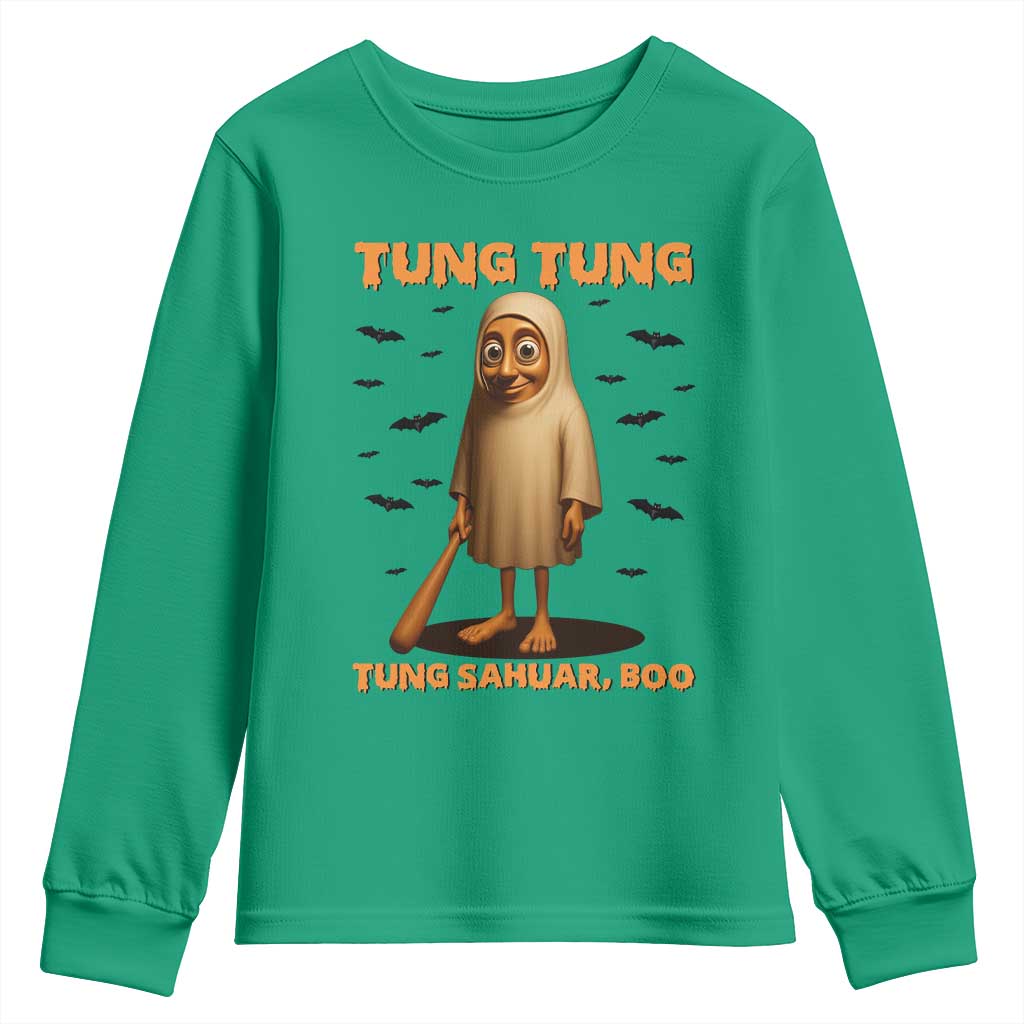 Funny Italian Brainrot Halloween Youth Sweatshirt Tung Tung Tung Sahur Meme - Wonder Print Shop