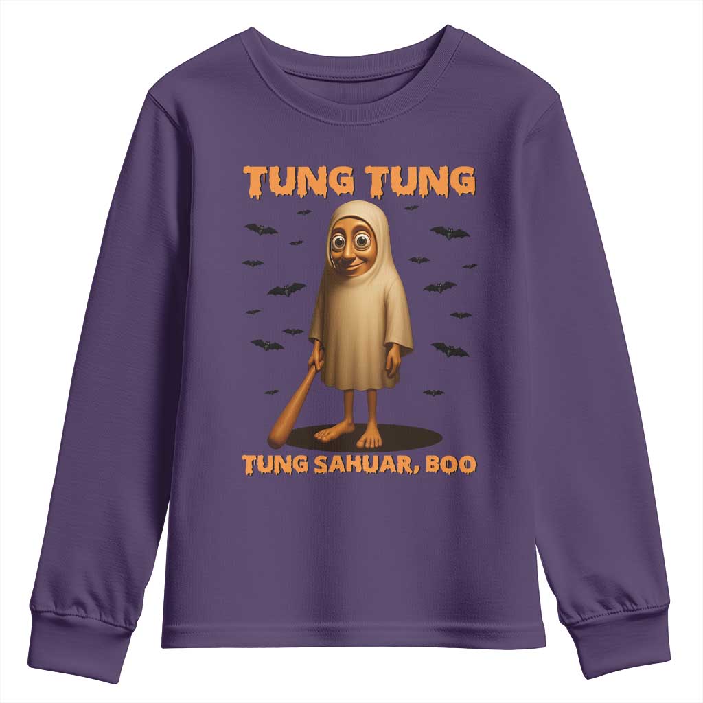 Funny Italian Brainrot Halloween Youth Sweatshirt Tung Tung Tung Sahur Meme - Wonder Print Shop