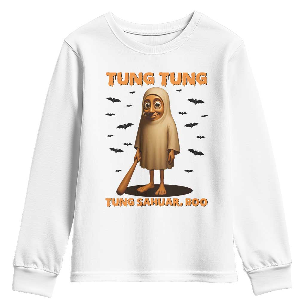 Funny Italian Brainrot Halloween Youth Sweatshirt Tung Tung Tung Sahur Meme - Wonder Print Shop