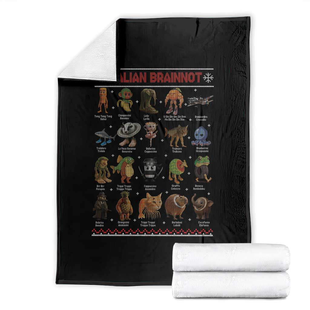 Italian Brainrot Christmas Throw Blanket Funny Brain Rot Gen-Z Meme - Wonder Print Shop