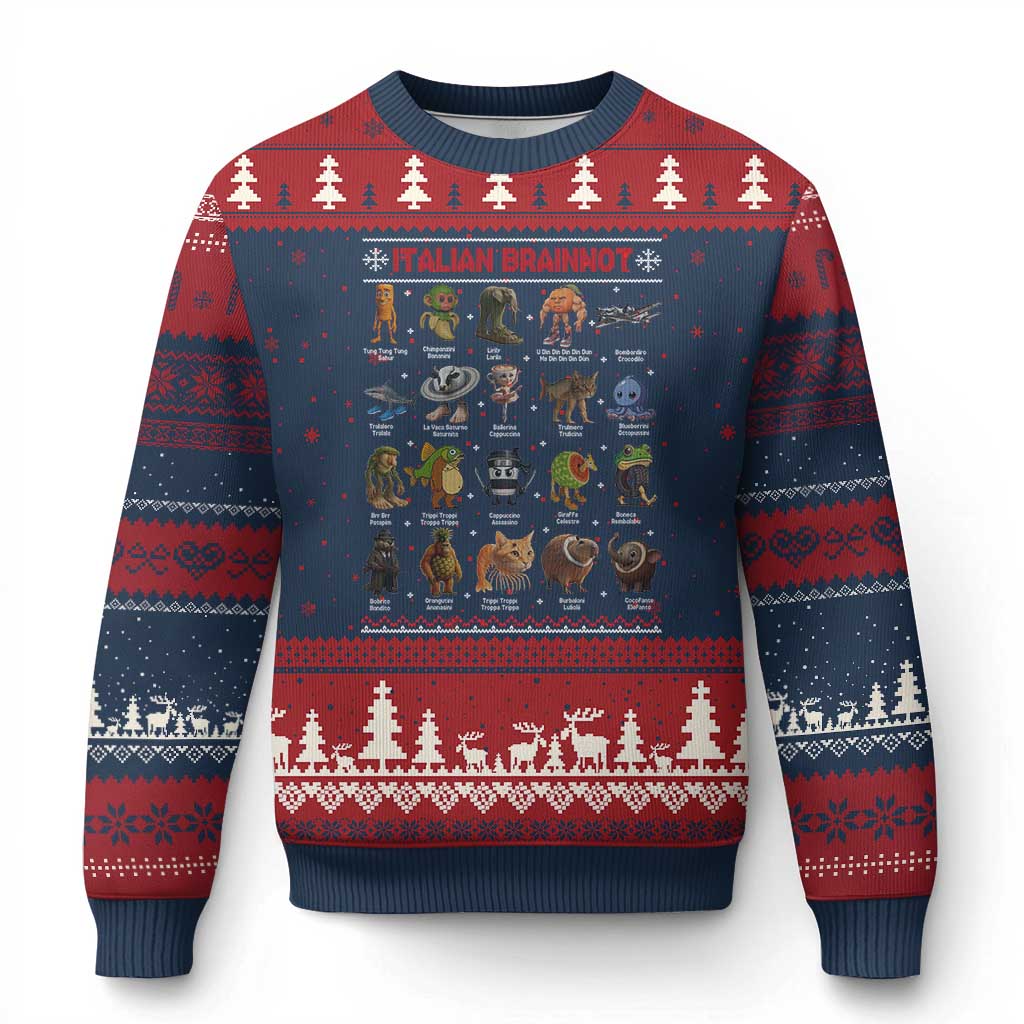 Italian Brainrot Xmas Ugly Christmas Sweater Funny Brain Rot Gen-Z Meme - Wonder Print Shop