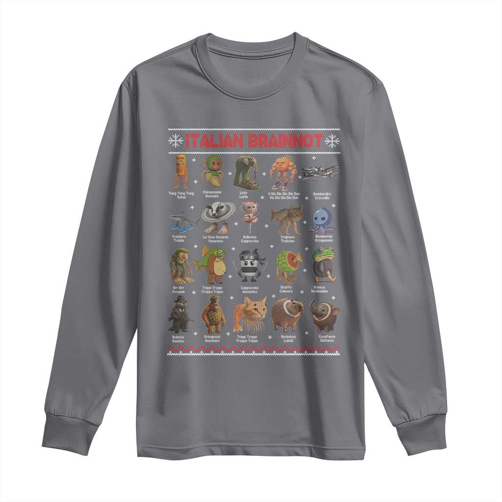 Italian Brainrot Christmas Long Sleeve Shirt Funny Brain Rot Gen-Z Meme - Wonder Print Shop
