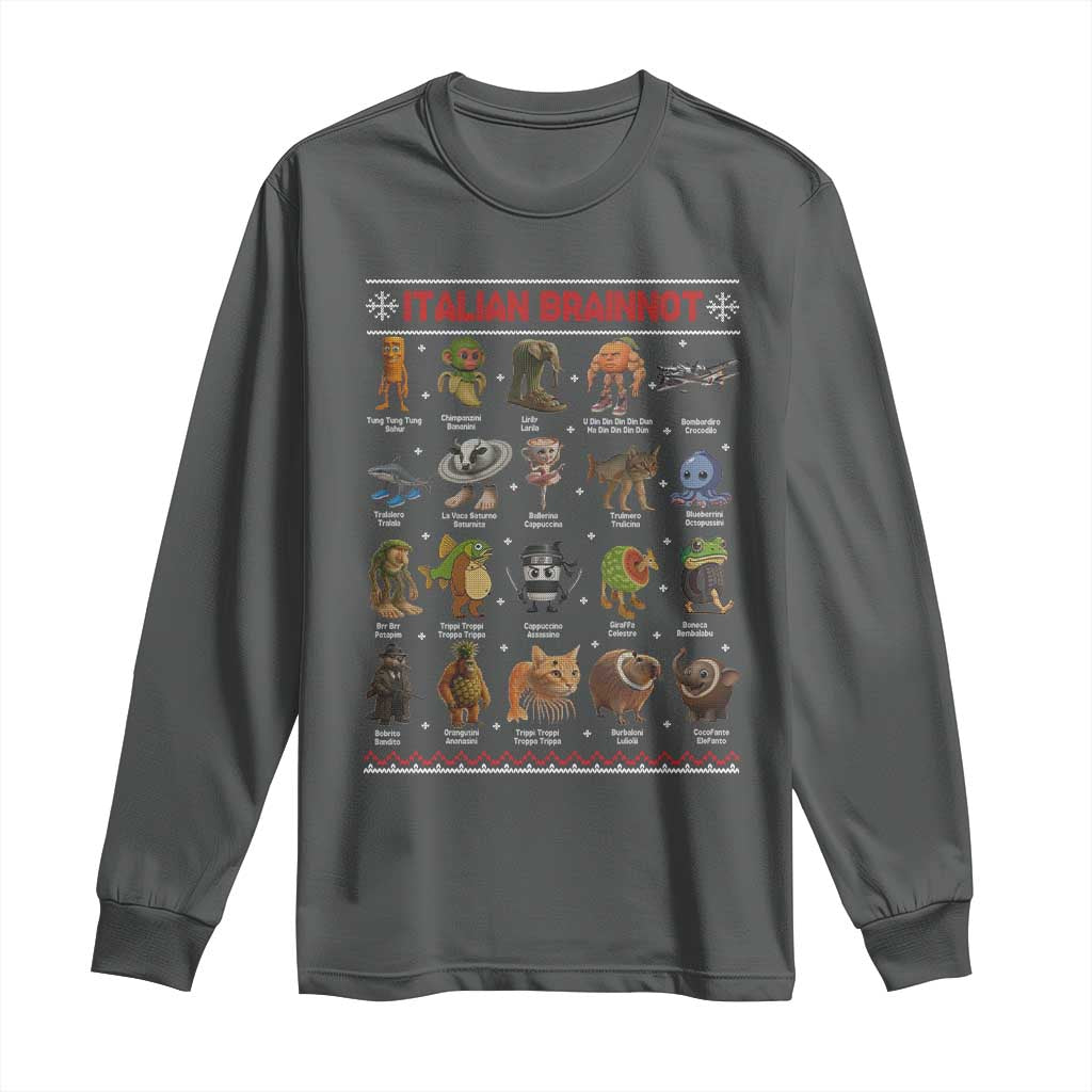Italian Brainrot Christmas Long Sleeve Shirt Funny Brain Rot Gen-Z Meme - Wonder Print Shop