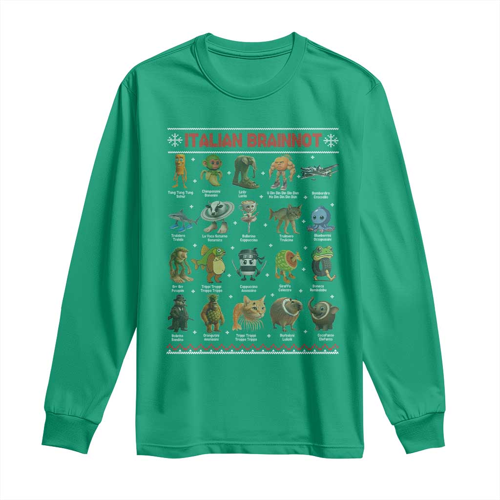Italian Brainrot Christmas Long Sleeve Shirt Funny Brain Rot Gen-Z Meme - Wonder Print Shop