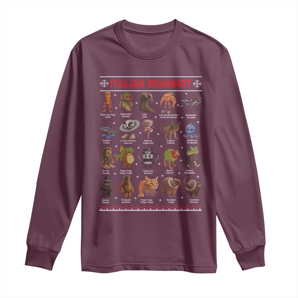 Italian Brainrot Christmas Long Sleeve Shirt Funny Brain Rot Gen-Z Meme - Wonder Print Shop