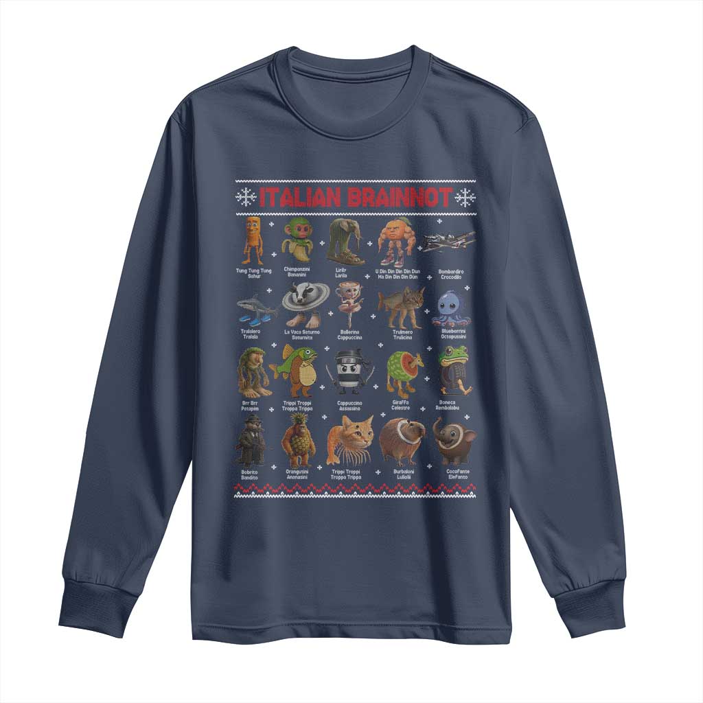Italian Brainrot Christmas Long Sleeve Shirt Funny Brain Rot Gen-Z Meme - Wonder Print Shop