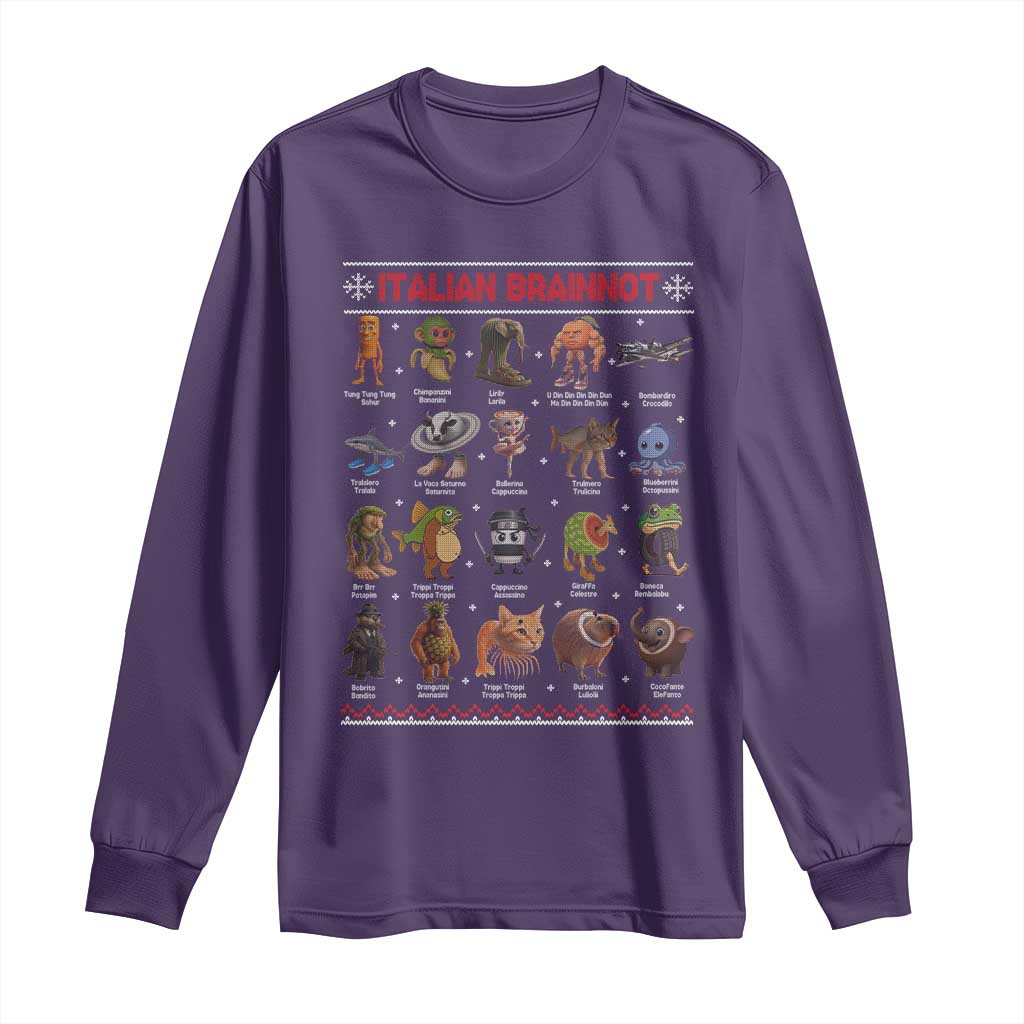 Italian Brainrot Christmas Long Sleeve Shirt Funny Brain Rot Gen-Z Meme - Wonder Print Shop