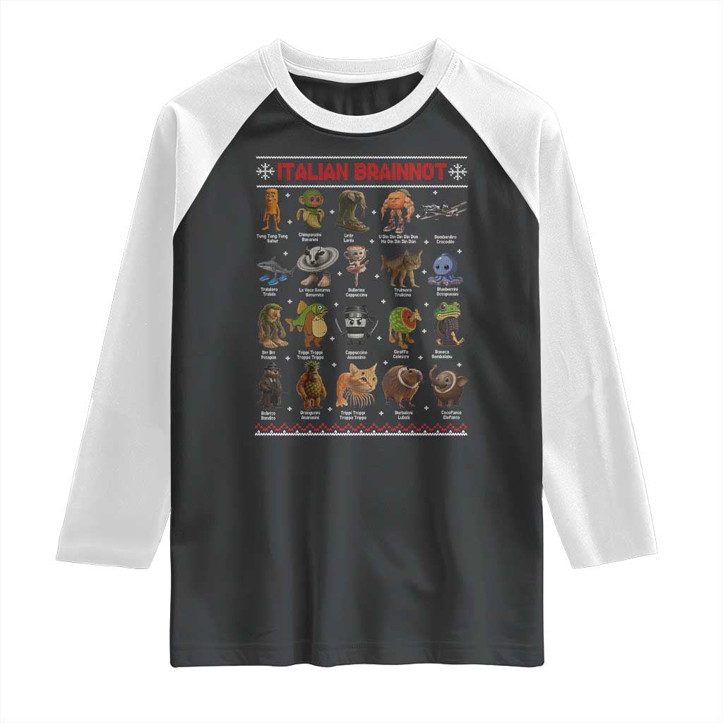 Italian Brainrot Christmas Raglan Shirt Funny Brain Rot Gen-Z Meme - Wonder Print Shop