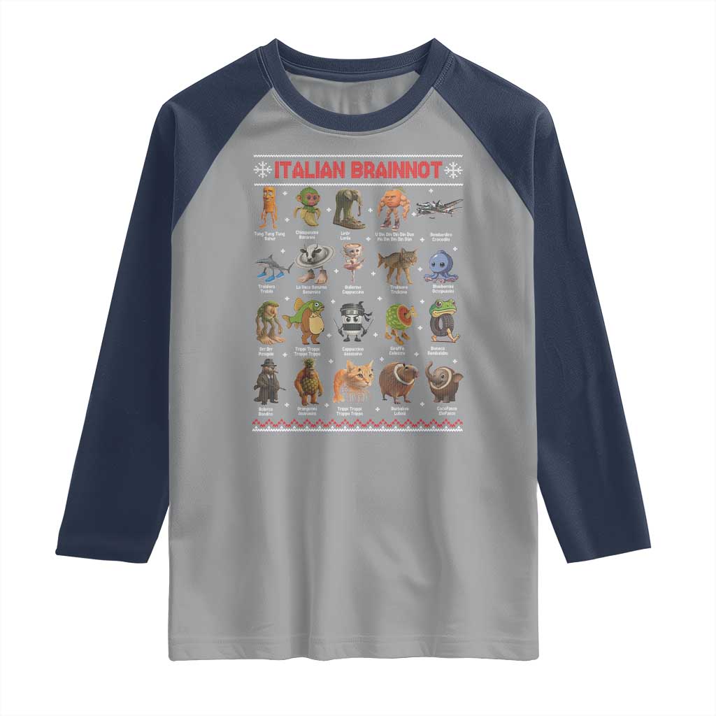 Italian Brainrot Christmas Raglan Shirt Funny Brain Rot Gen-Z Meme - Wonder Print Shop