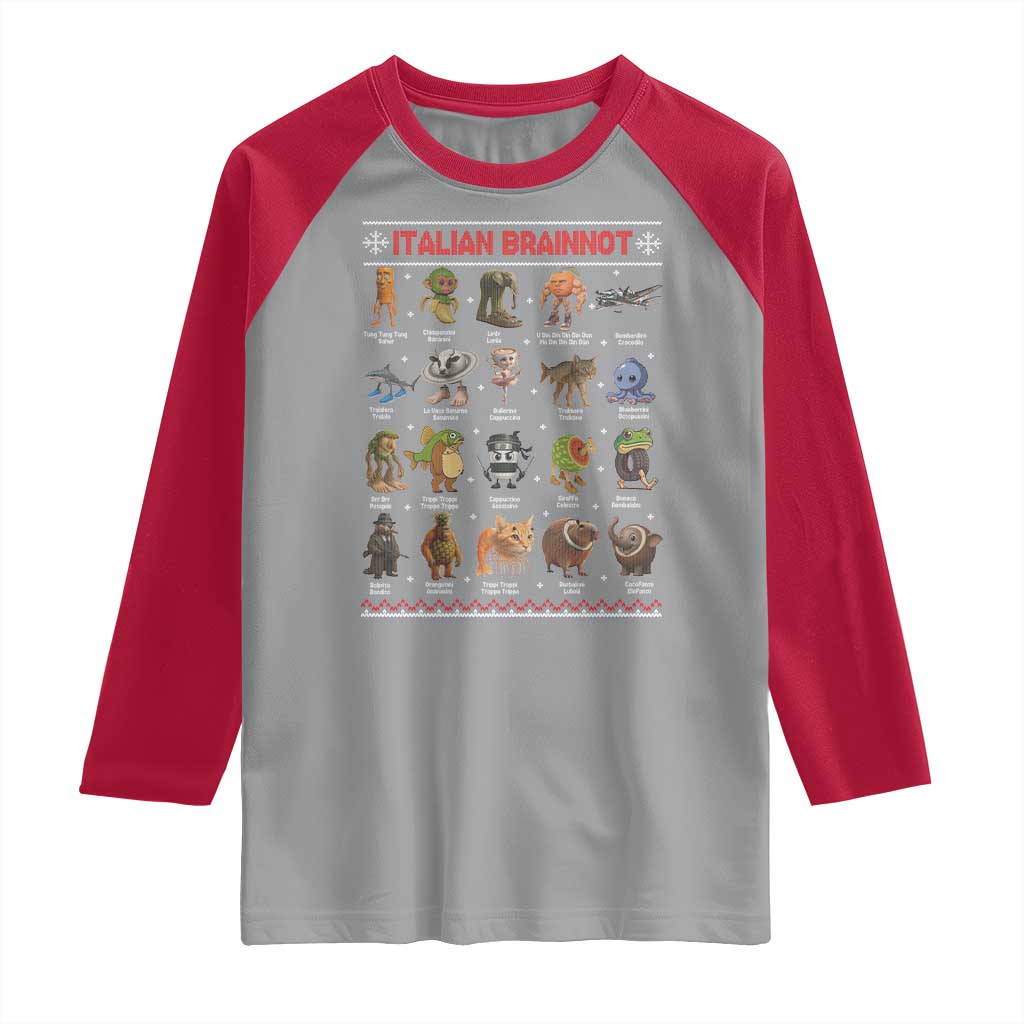 Italian Brainrot Christmas Raglan Shirt Funny Brain Rot Gen-Z Meme - Wonder Print Shop