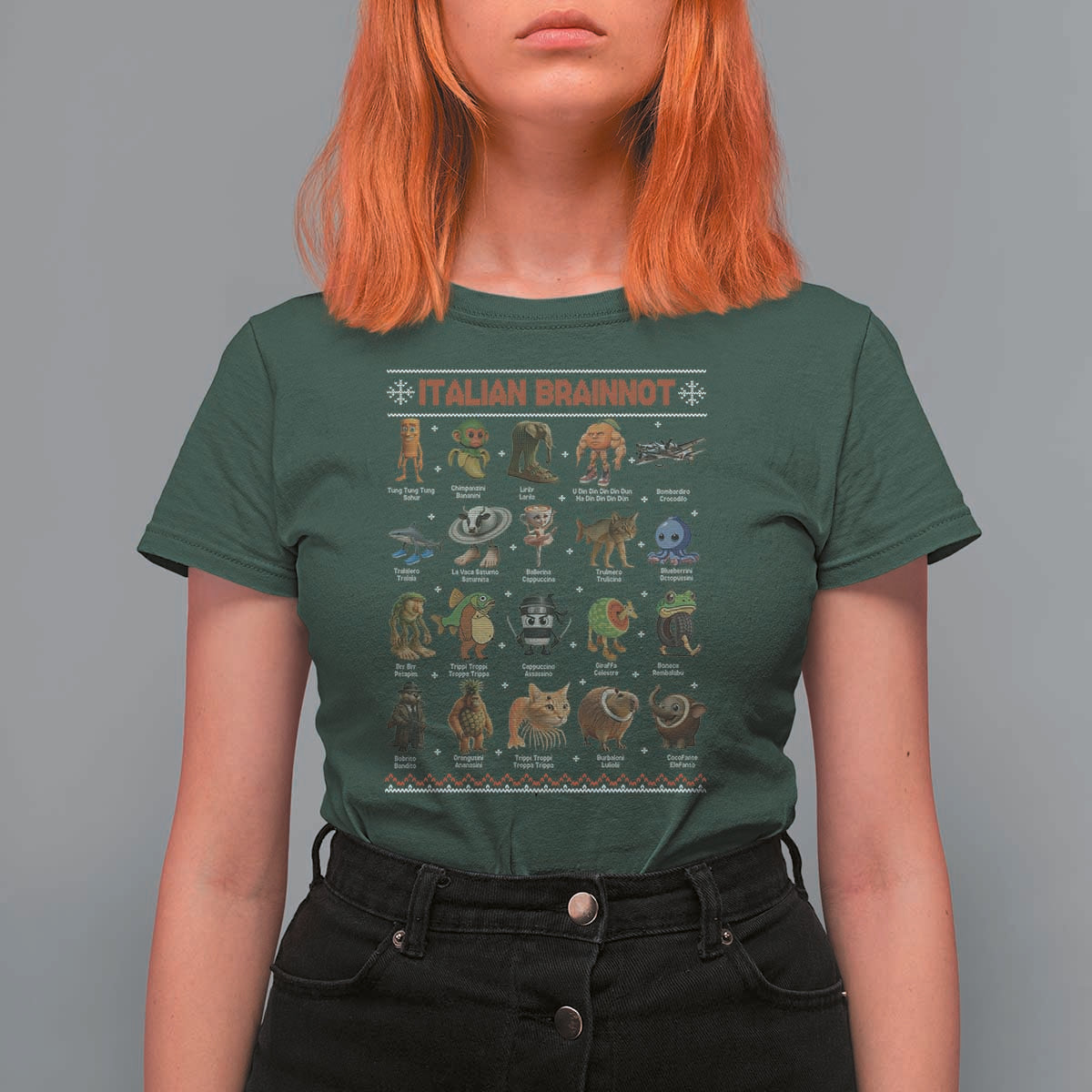 Italian Brainrot Christmas T Shirt For Women Funny Brain Rot Gen-Z Meme - Wonder Print Shop