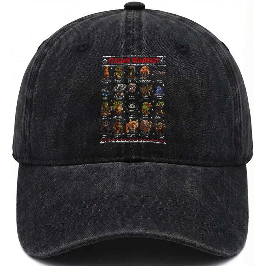 Italian Brainrot Christmas Washed Cotton Baseball Cap Funny Brain Rot Gen-Z Meme