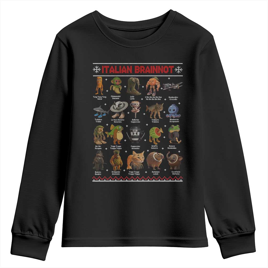 Italian Brainrot Christmas Youth Sweatshirt Funny Brain Rot Gen-Z Meme - Wonder Print Shop