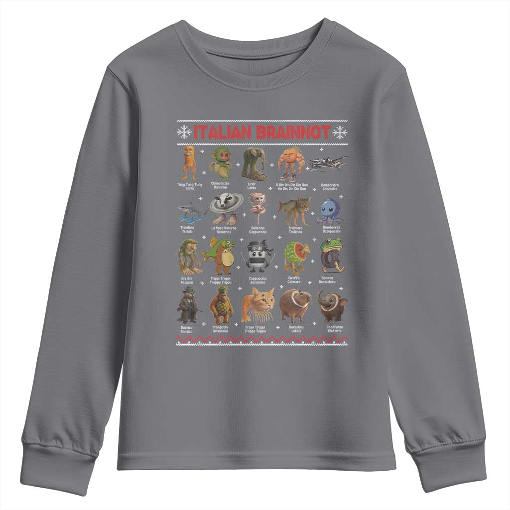 Italian Brainrot Christmas Youth Sweatshirt Funny Brain Rot Gen-Z Meme - Wonder Print Shop