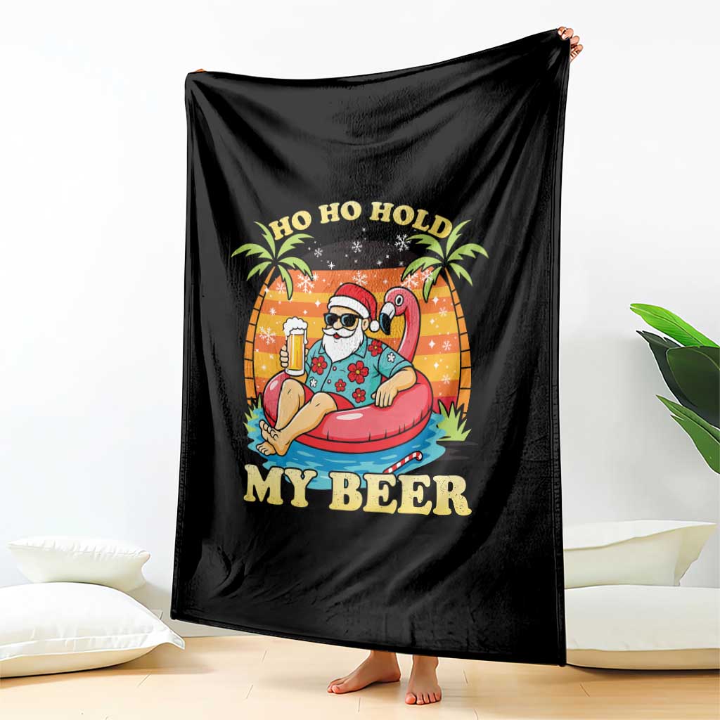 Santa Beer Christmas Throw Blanket Ho Ho Ho My Beer - Wonder Print Shop
