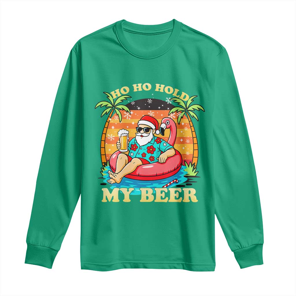 Santa Beer Christmas Long Sleeve Shirt Ho Ho Ho My Beer - Wonder Print Shop