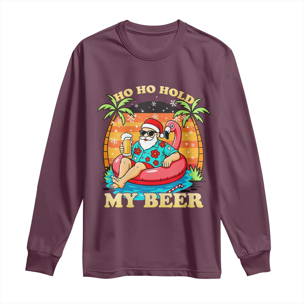 Santa Beer Christmas Long Sleeve Shirt Ho Ho Ho My Beer - Wonder Print Shop